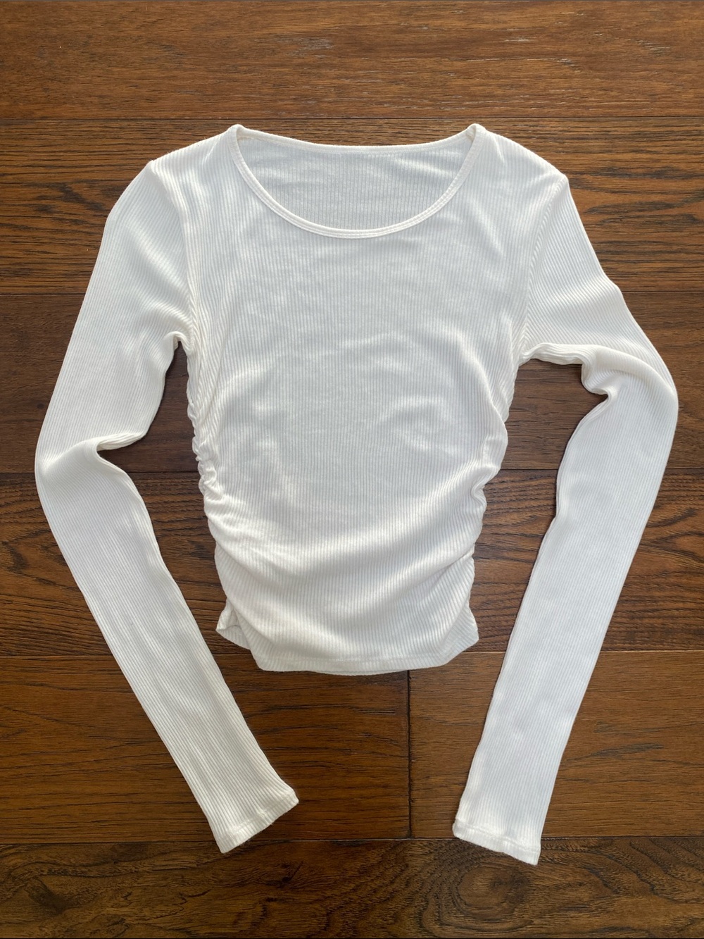 ALO Yoga Gather White Ribbed Long Sleeve Crew Top - Picture 6 of 11